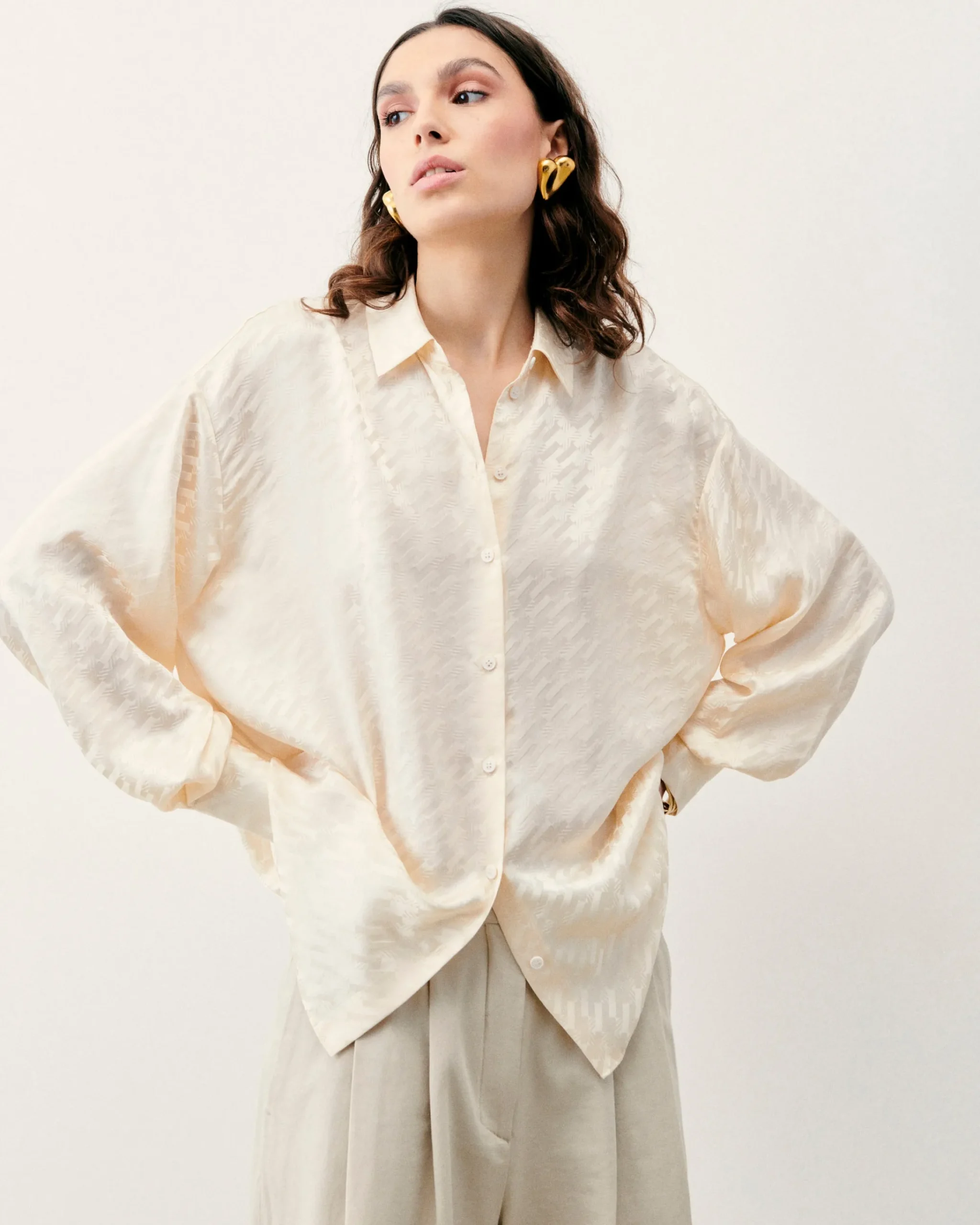 FROM FUTURE Camicia Maniche lunghe ChampagneJacquard Online