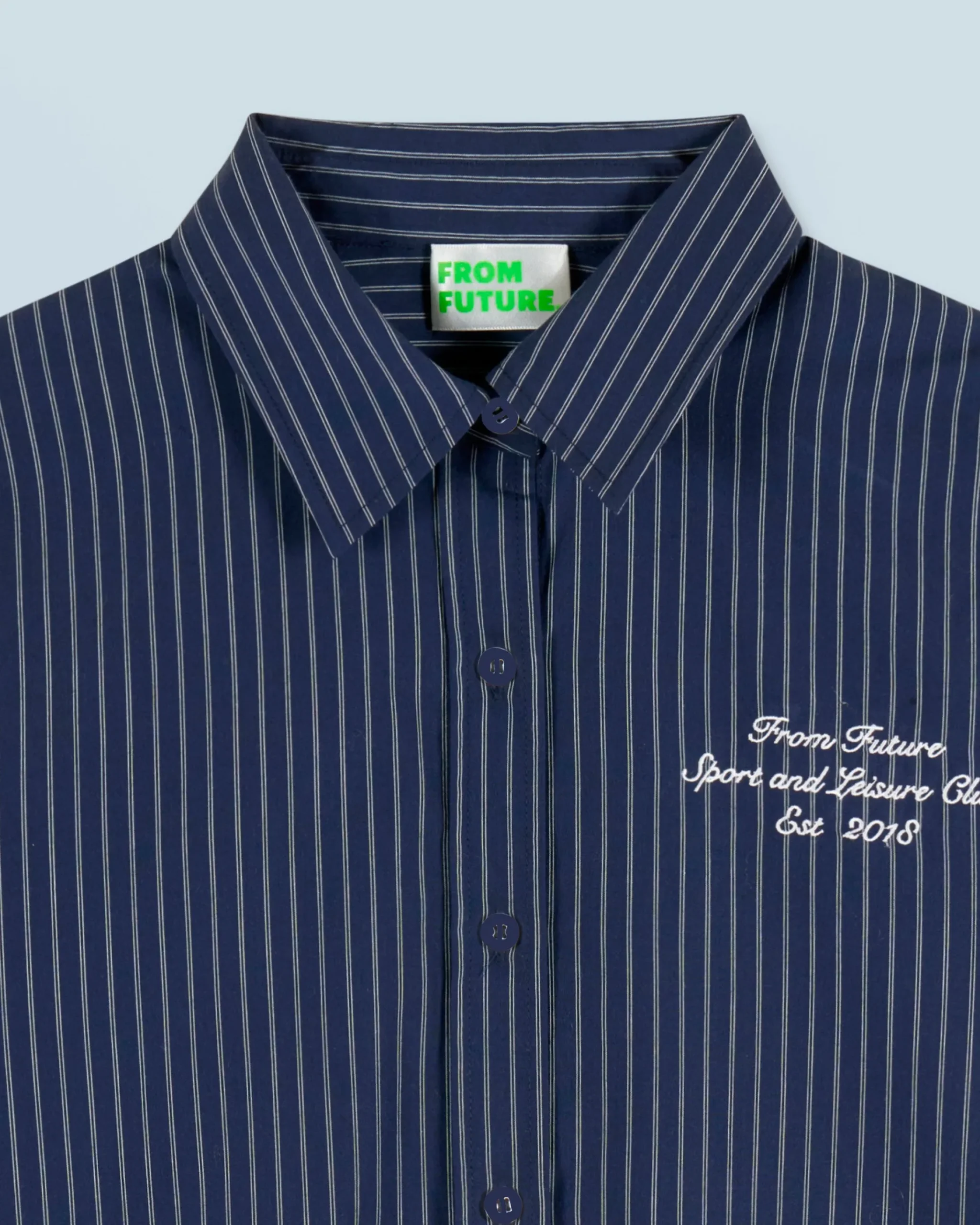 FROM FUTURE Camicia Maniche lunghe DarkBlueStriped Cheap