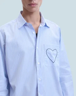 FROM FUTURE Camicia Maniche lunghe Cuore LightBlueMultiStripe Sale