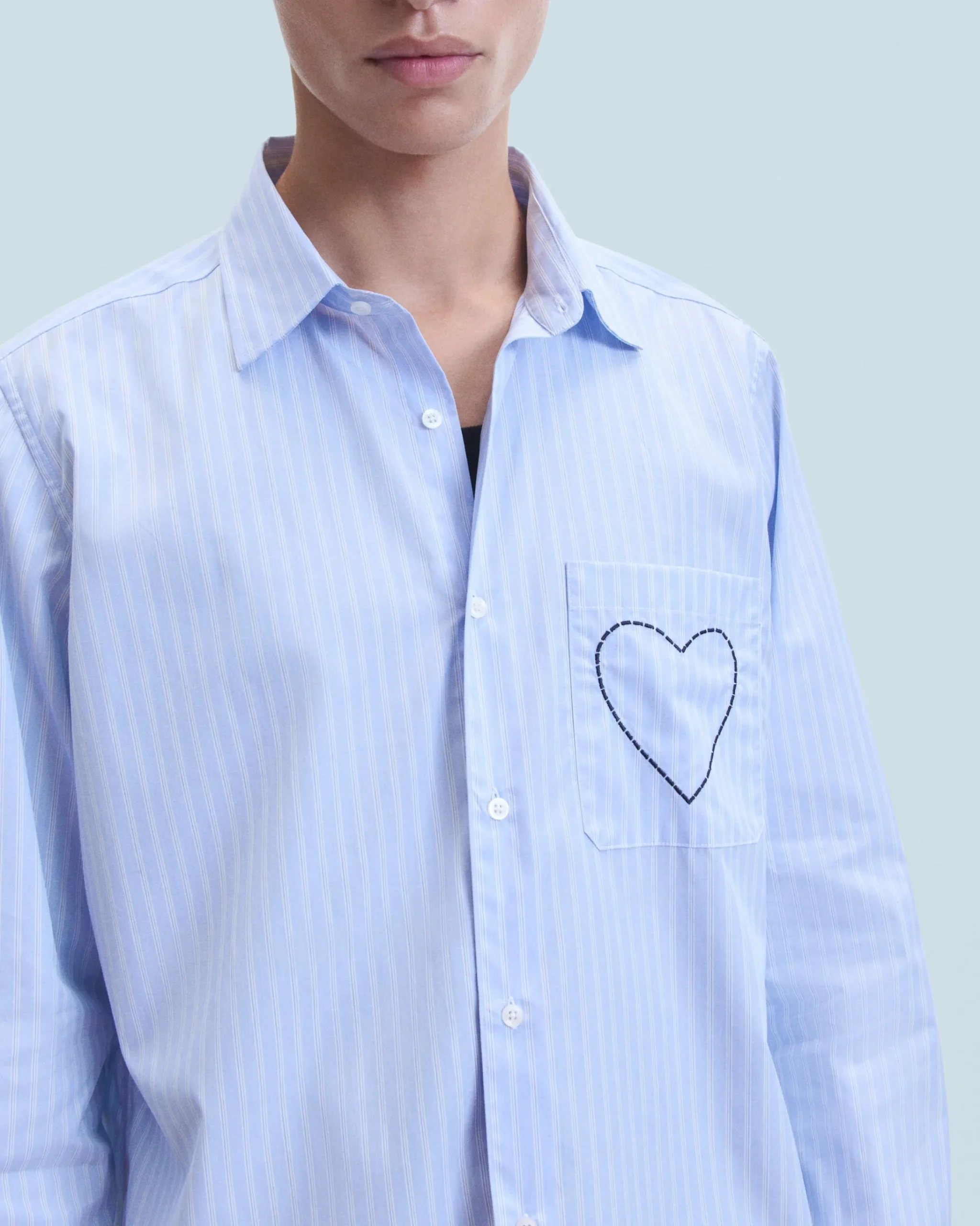FROM FUTURE Camicia Maniche lunghe Cuore LightBlueMultiStripe Sale