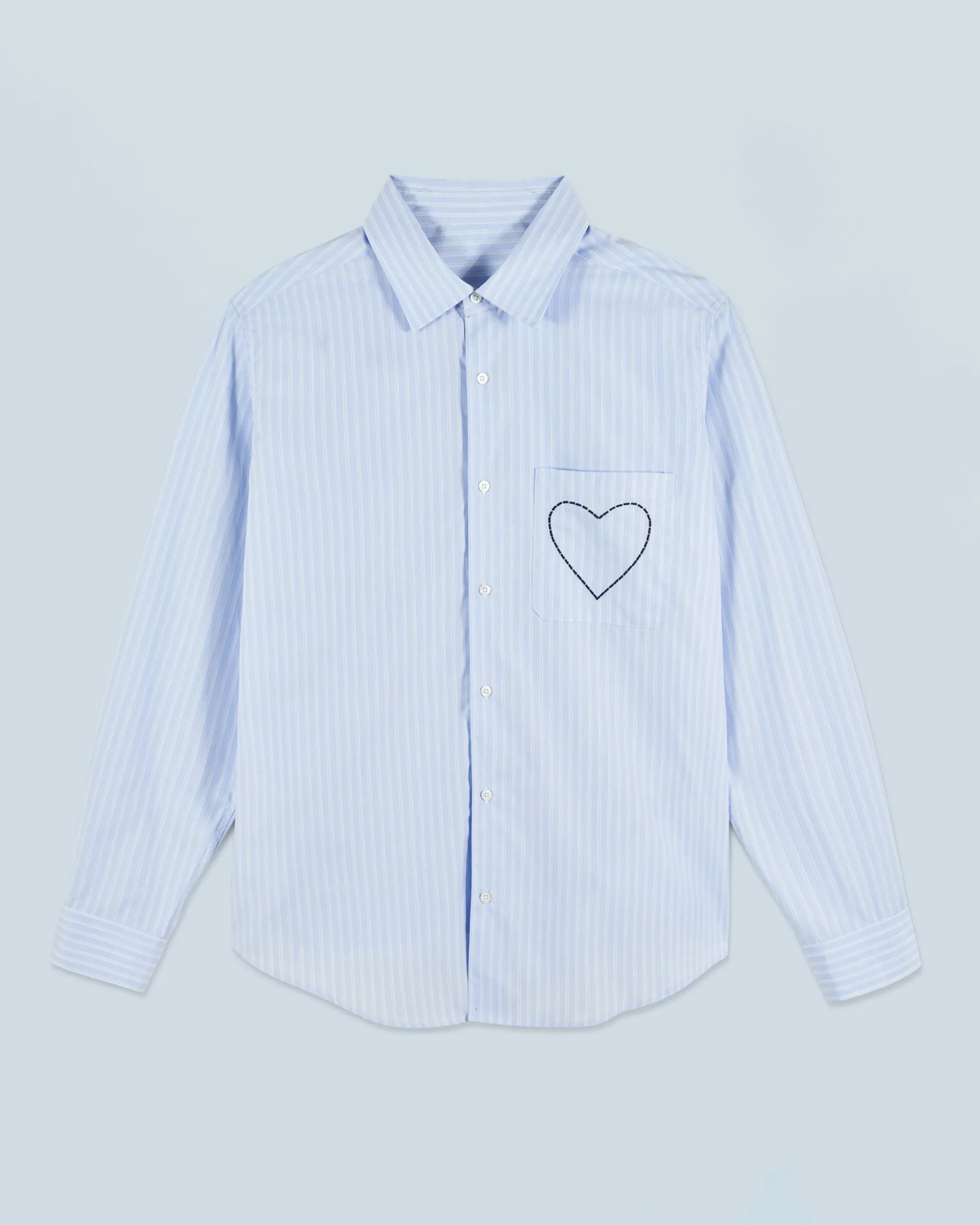 FROM FUTURE Camicia Maniche lunghe Cuore LightBlueMultiStripe Sale