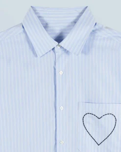 FROM FUTURE Camicia Maniche lunghe Cuore LightBlueMultiStripe Sale