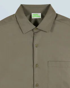 FROM FUTURE Camicia Maniche lunghe Tinta unita Ricamo Cachi Shop