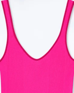 FROM FUTURE Canotta a Coste Bordini a contrasto FlashPink New