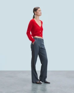 FROM FUTURE Cardigan-pullover in Cashmere spazzolato Bottoni gioiello HotRed Outlet