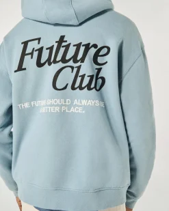 FROM FUTURE Felpa con Cappuccio GreyBlue Best Sale