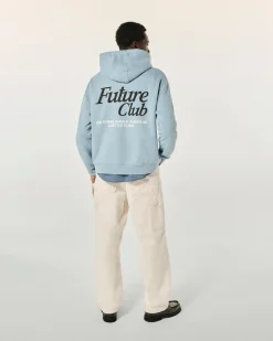 FROM FUTURE Felpa con Cappuccio GreyBlue Best Sale