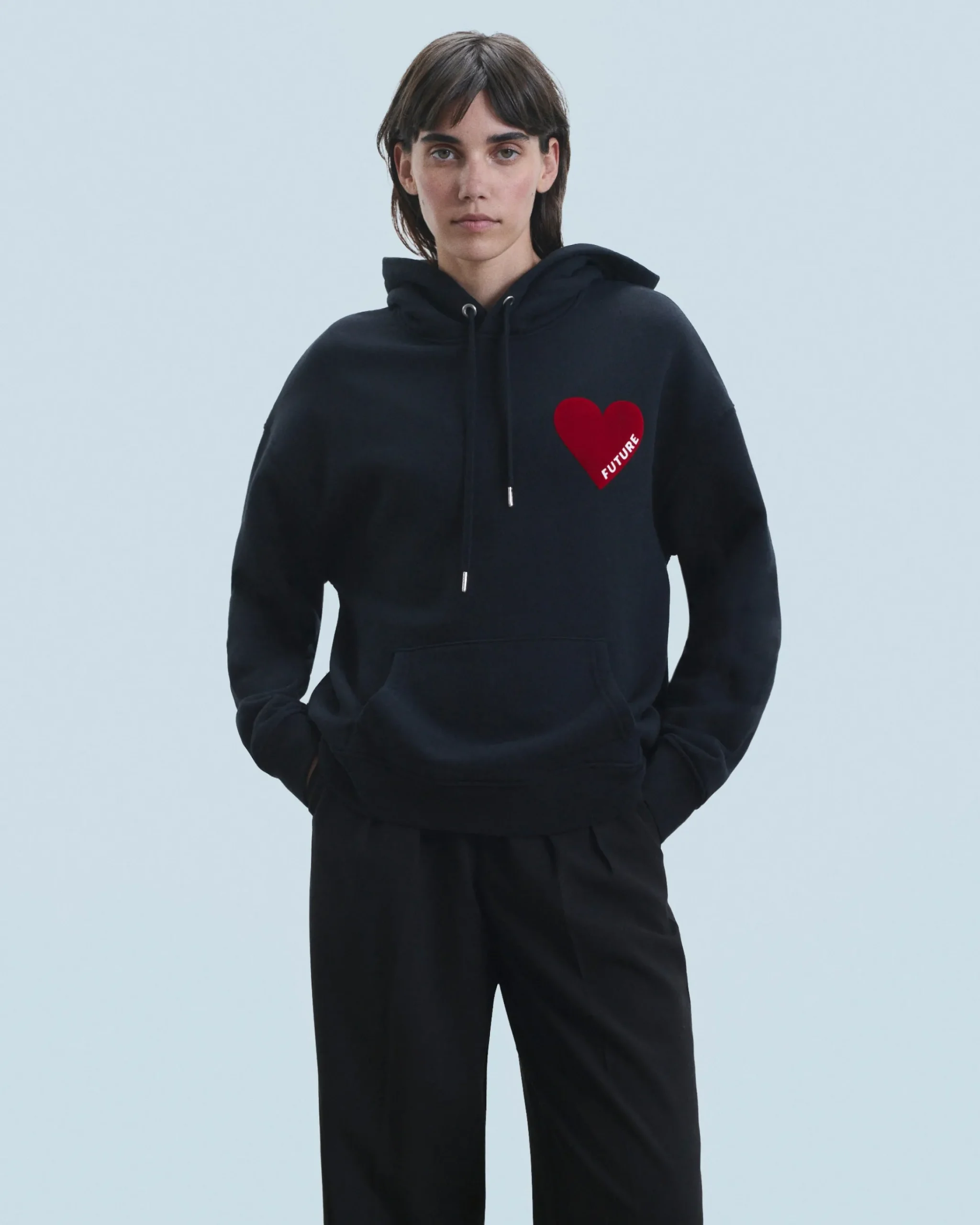 FROM FUTURE Felpa con Cappuccio Cuore Nero Cheap