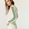 FROM FUTURE Felpa-maglione con Zip Banda multicolore Ecrù New