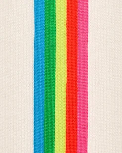 FROM FUTURE Felpa-maglione con Zip Banda multicolore Ecrù New