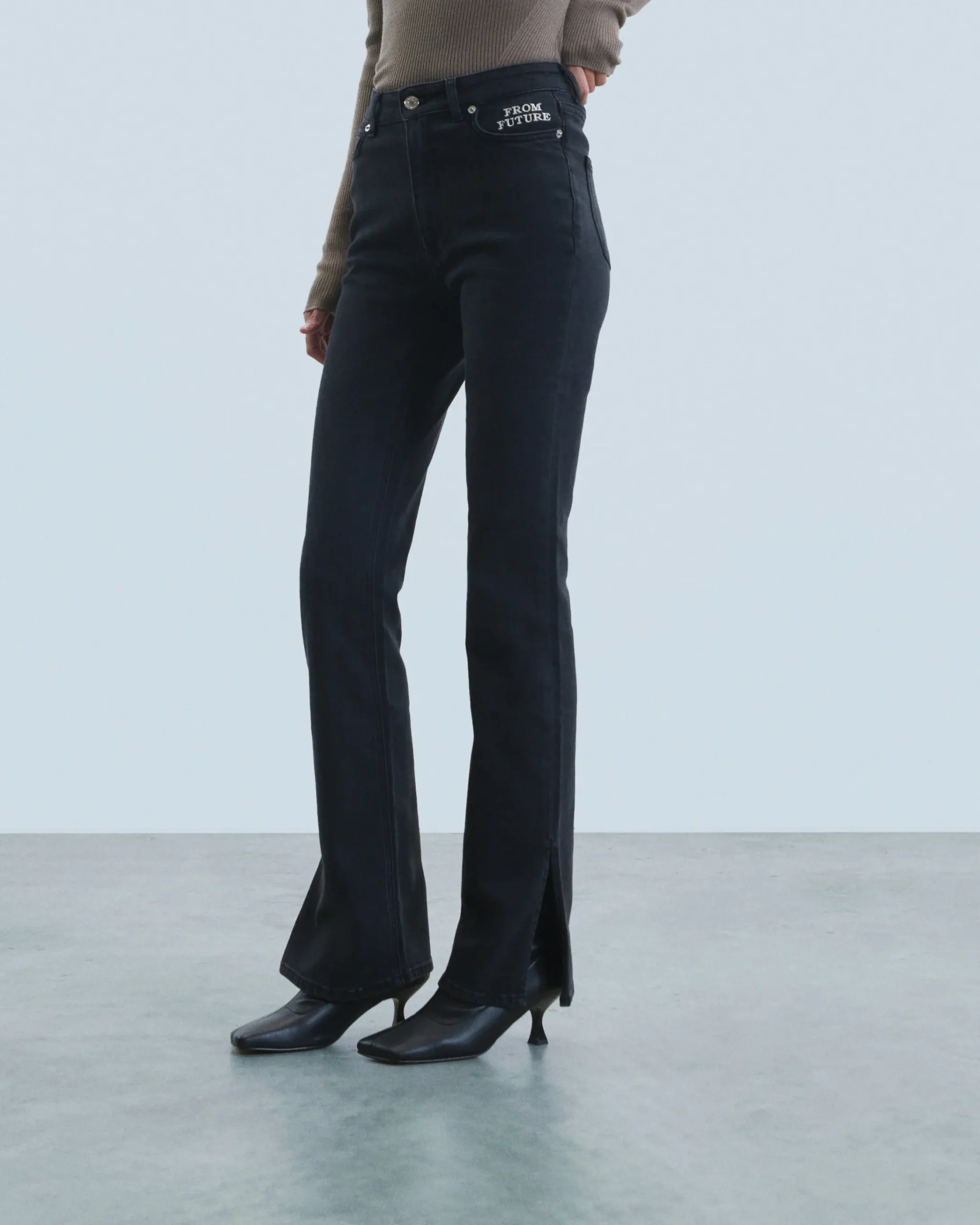 FROM FUTURE Joe Jean Bootcut Lit Nero Cheap