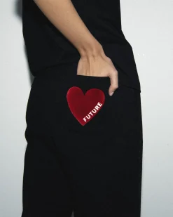 FROM FUTURE Joggers Dritti Cuore Nero New