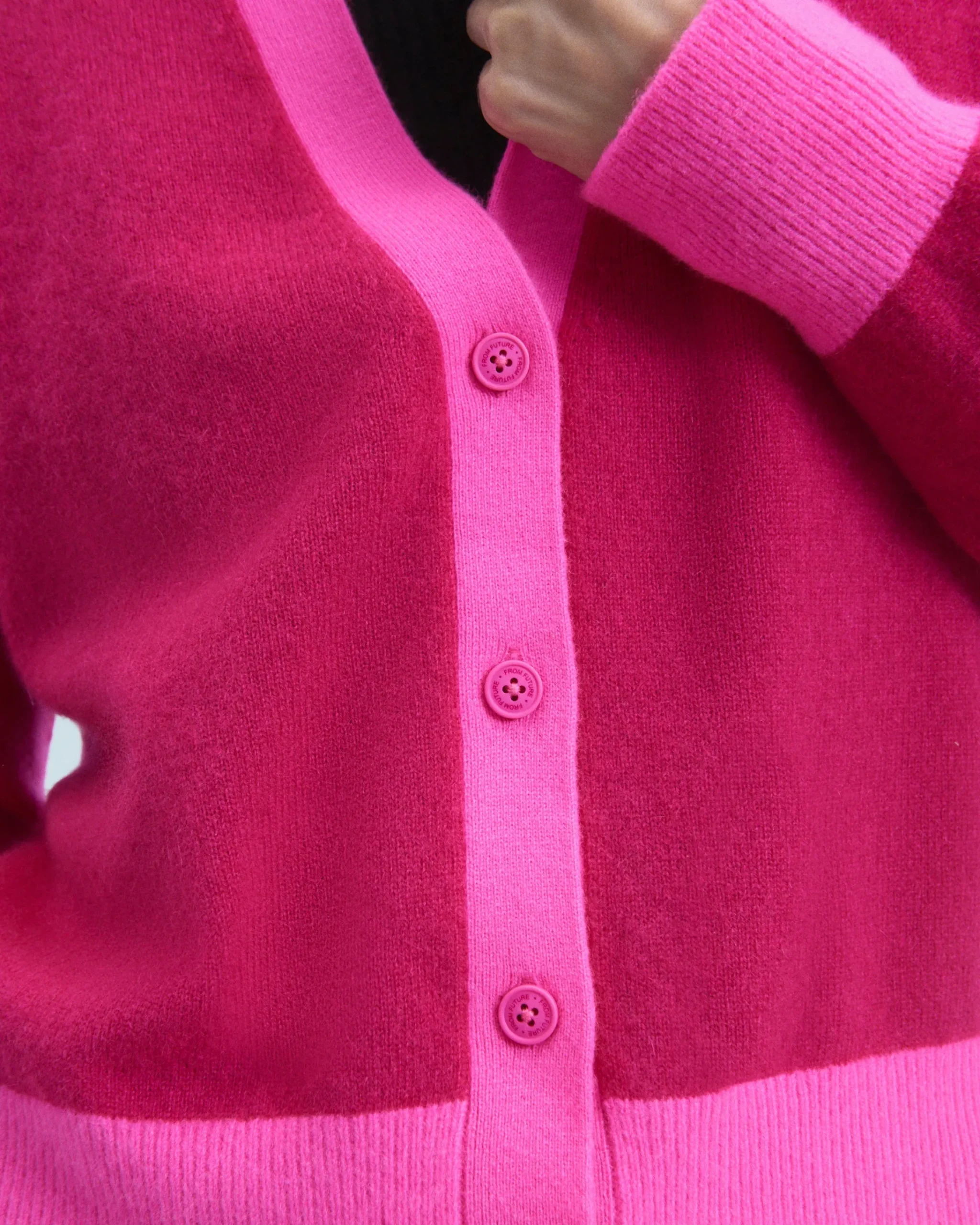 FROM FUTURE Maglione Cardigan Bicolore Leger RaspberryPink Store