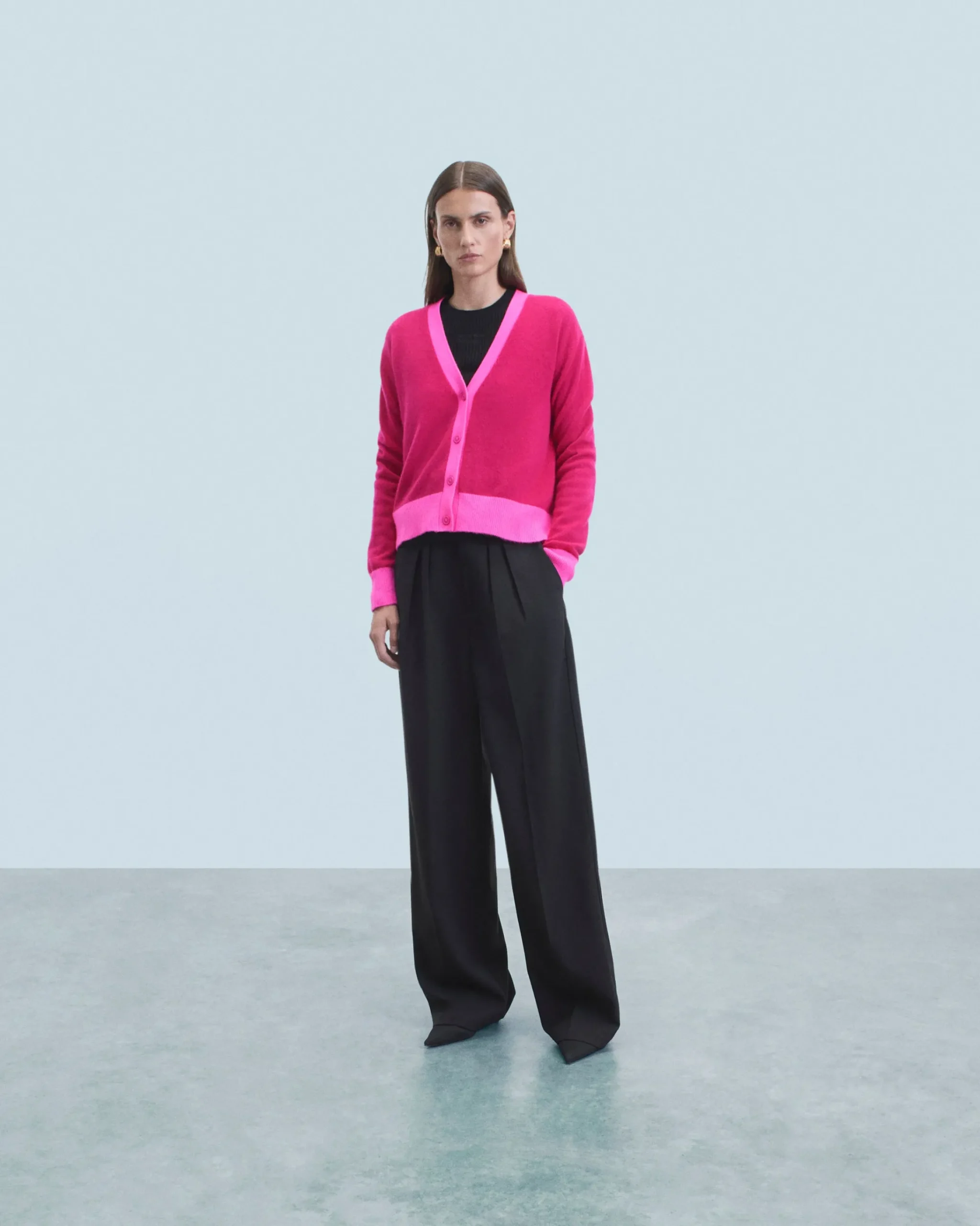 FROM FUTURE Maglione Cardigan Bicolore Leger RaspberryPink Store