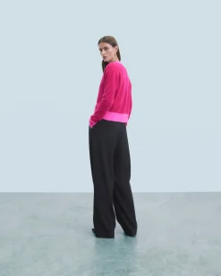 FROM FUTURE Maglione Cardigan Bicolore Leger RaspberryPink Store