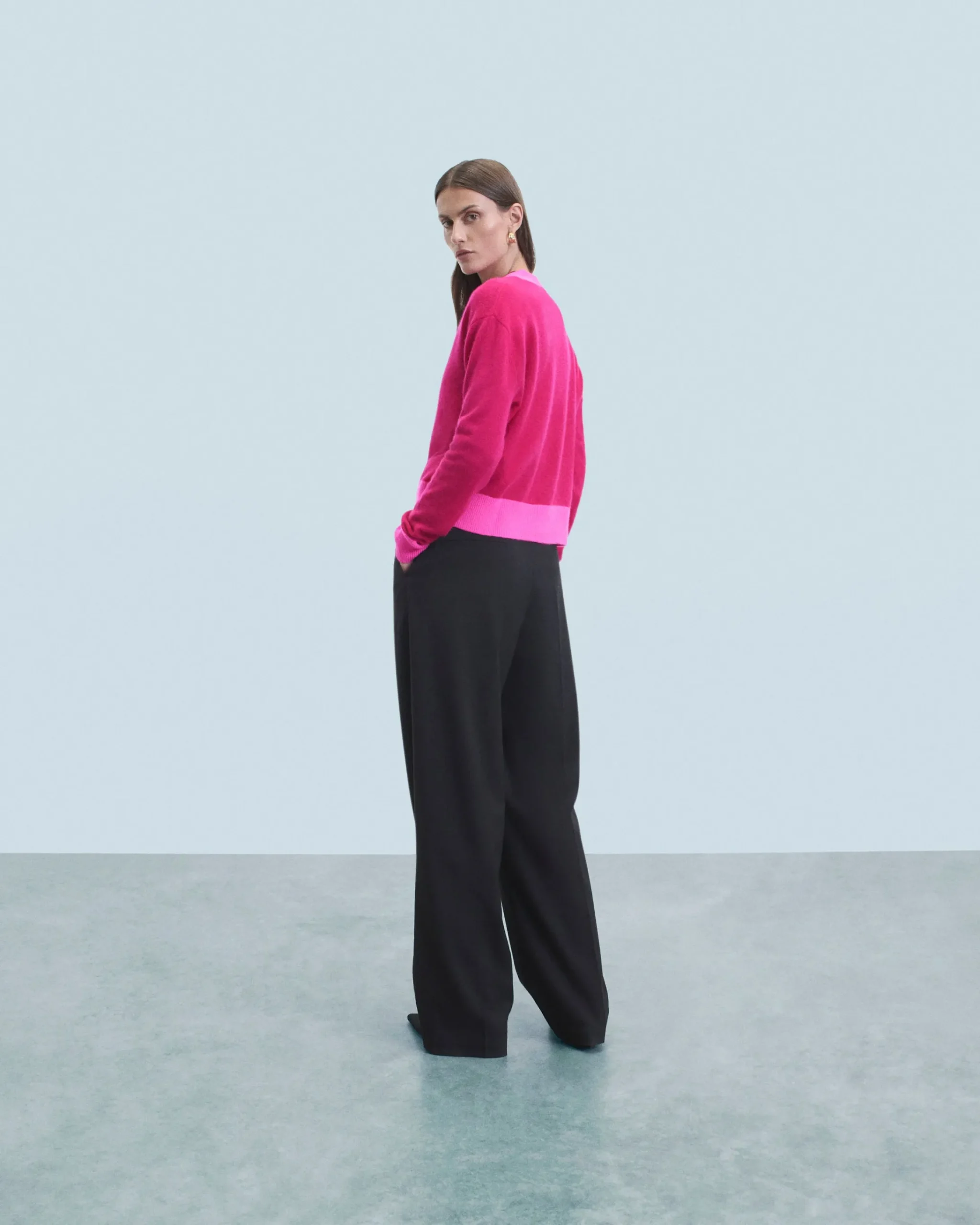 FROM FUTURE Maglione Cardigan Bicolore Leger RaspberryPink Store