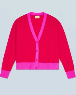 FROM FUTURE Maglione Cardigan Bicolore Leger RaspberryPink Store