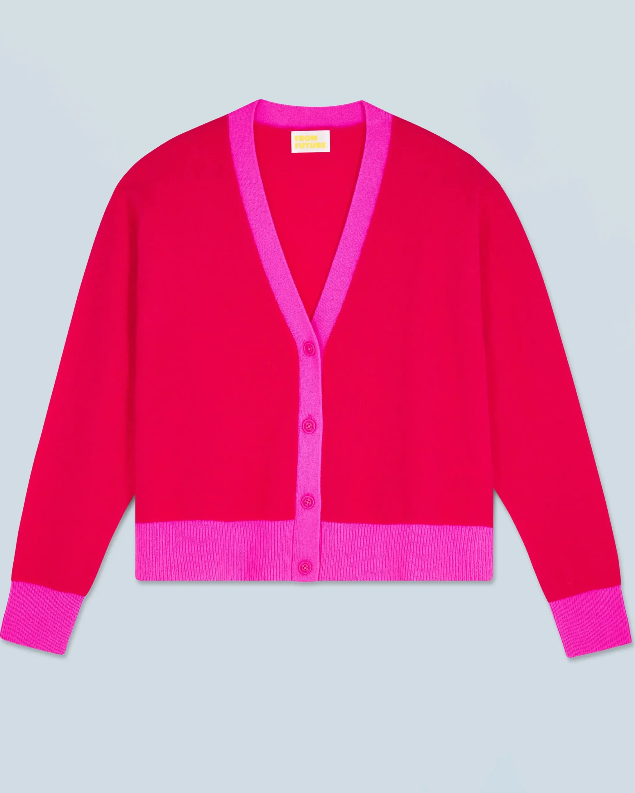 FROM FUTURE Maglione Cardigan Bicolore Leger RaspberryPink Store