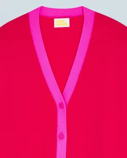 FROM FUTURE Maglione Cardigan Bicolore Leger RaspberryPink Store