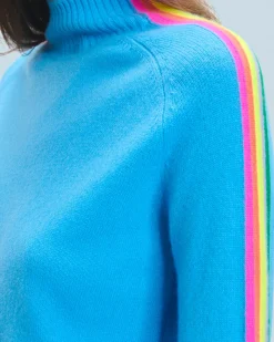 FROM FUTURE Maglione Collo a lupetto Fasce per maniche Multico Leger Blusognante New