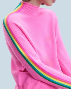 FROM FUTURE Maglione Collo a lupetto Fasce per maniche Multico Leger Rosasognante Online