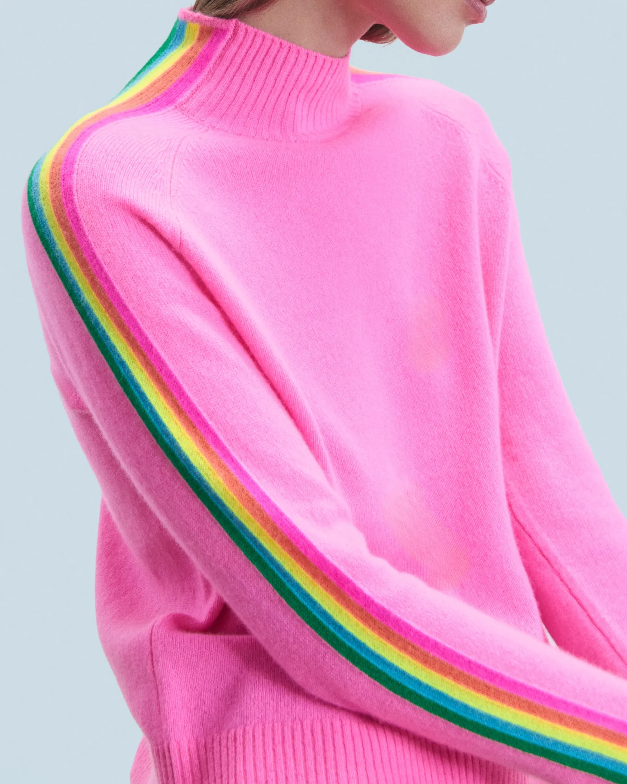 FROM FUTURE Maglione Collo a lupetto Fasce per maniche Multico Leger Rosasognante Online