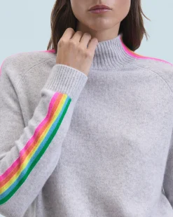 FROM FUTURE Maglione Collo a lupetto Multico Leger Maniche a righe LightHeatherGrey Hot