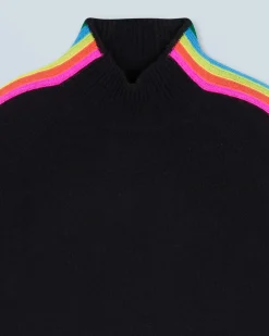 FROM FUTURE Maglione Collo a lupetto Fasce per maniche Multico Leger Nero Best Sale
