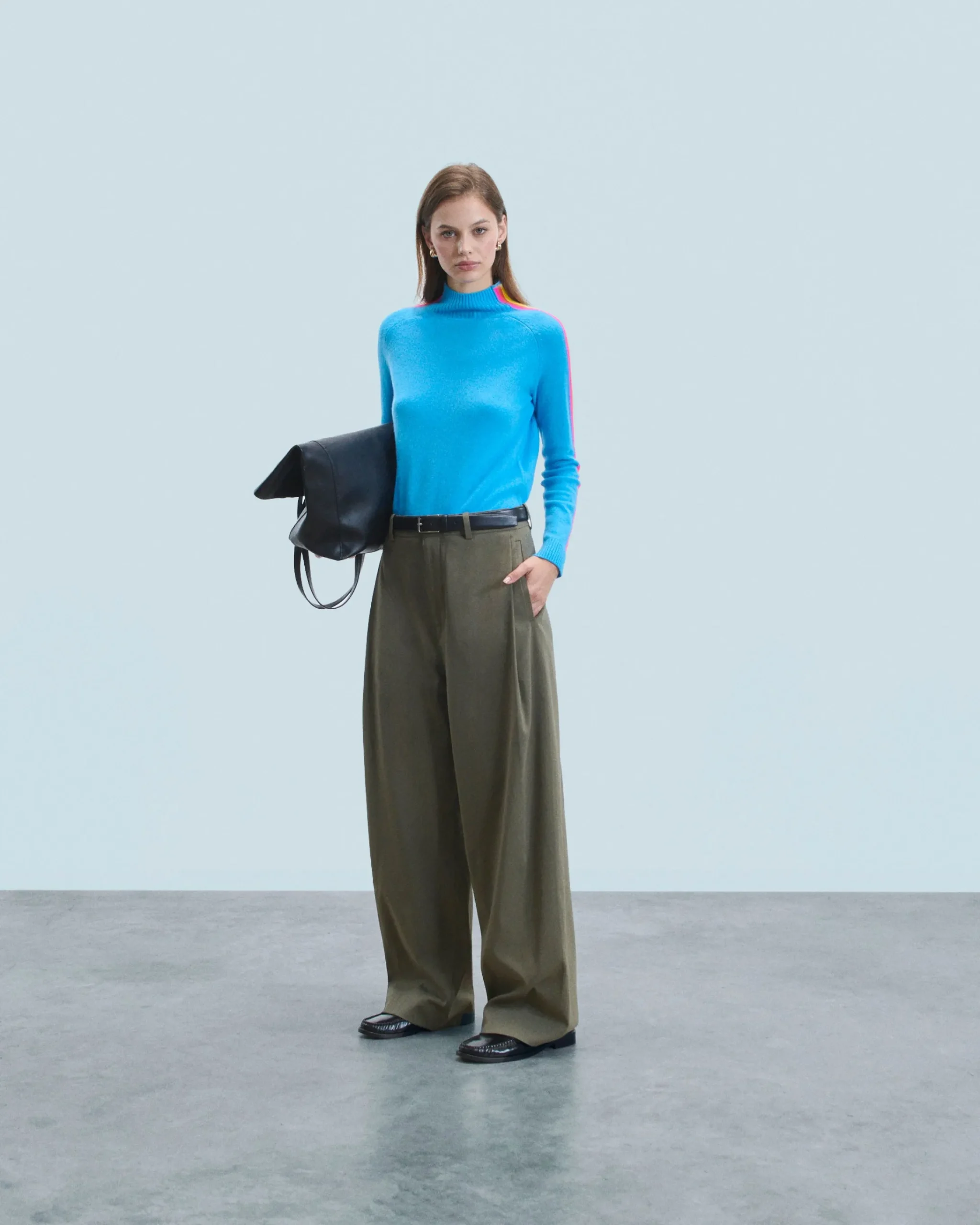 FROM FUTURE Maglione Collo a lupetto Fasce per maniche Multico Leger Blusognante New