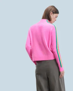 FROM FUTURE Maglione Collo a lupetto Fasce per maniche Multico Leger Rosasognante Online