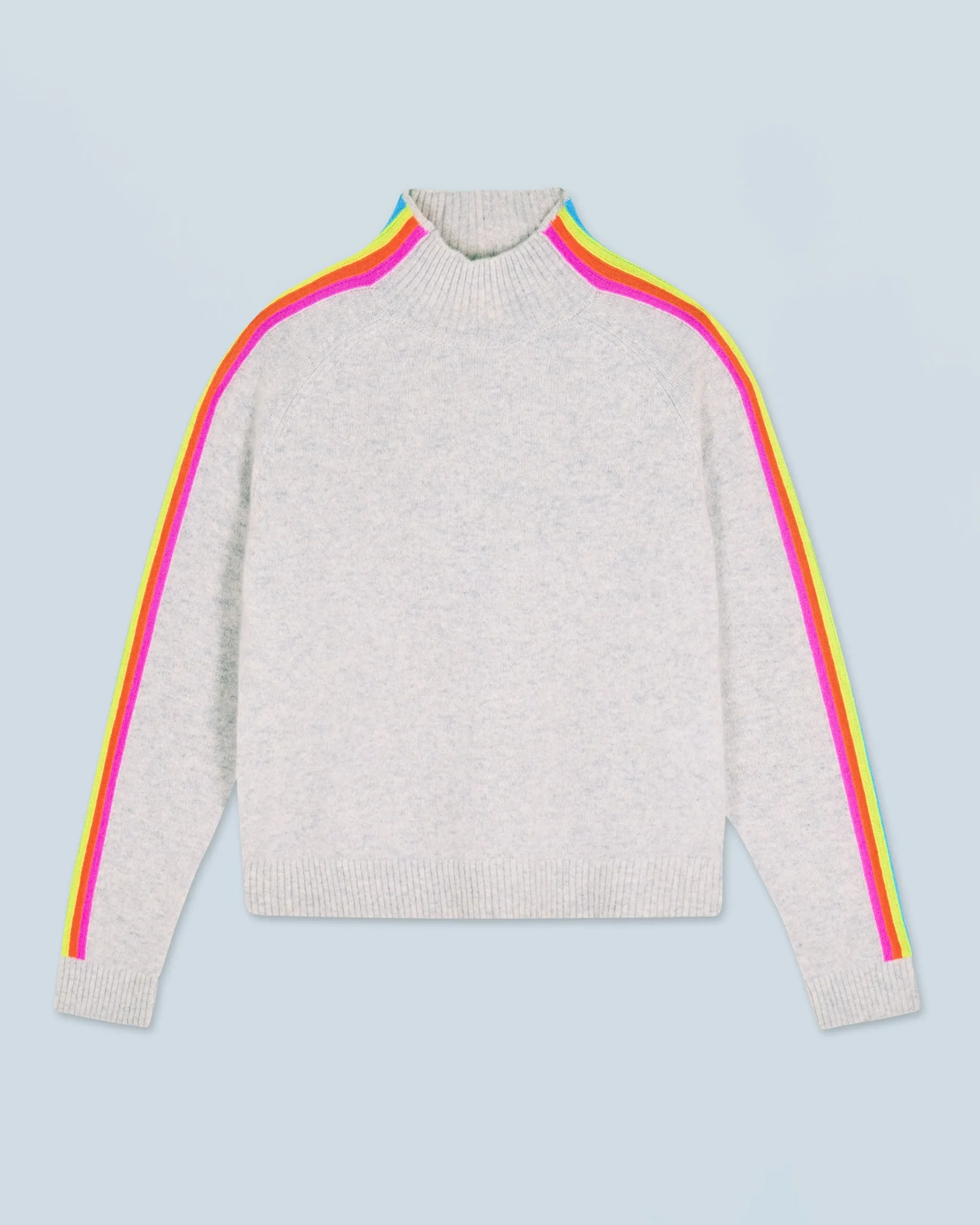 FROM FUTURE Maglione Collo a lupetto Multico Leger Maniche a righe LightHeatherGrey Hot