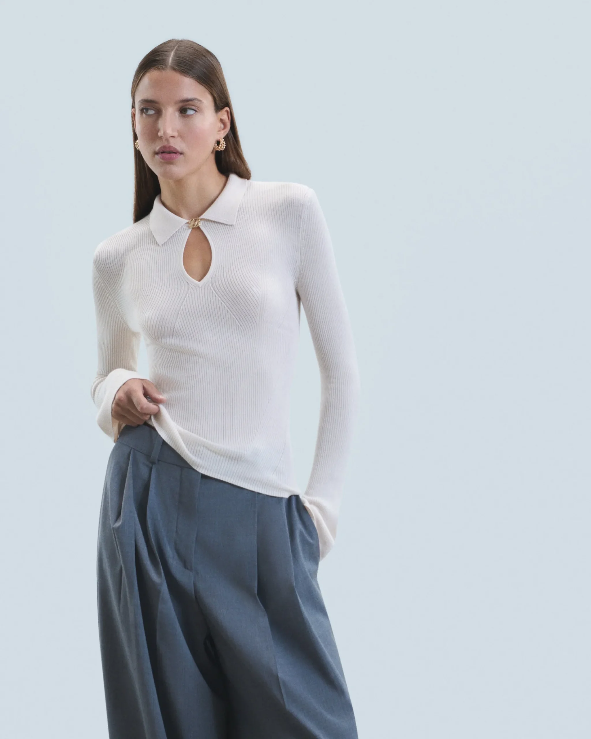 FROM FUTURE Maglione Collo a polo Sabbiadeldeserto Best Sale
