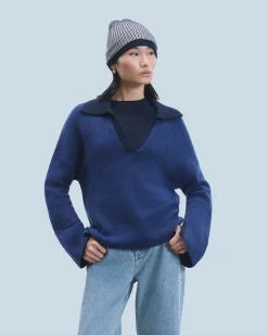 FROM FUTURE Maglione Collo a polo DarkBlue Clearance