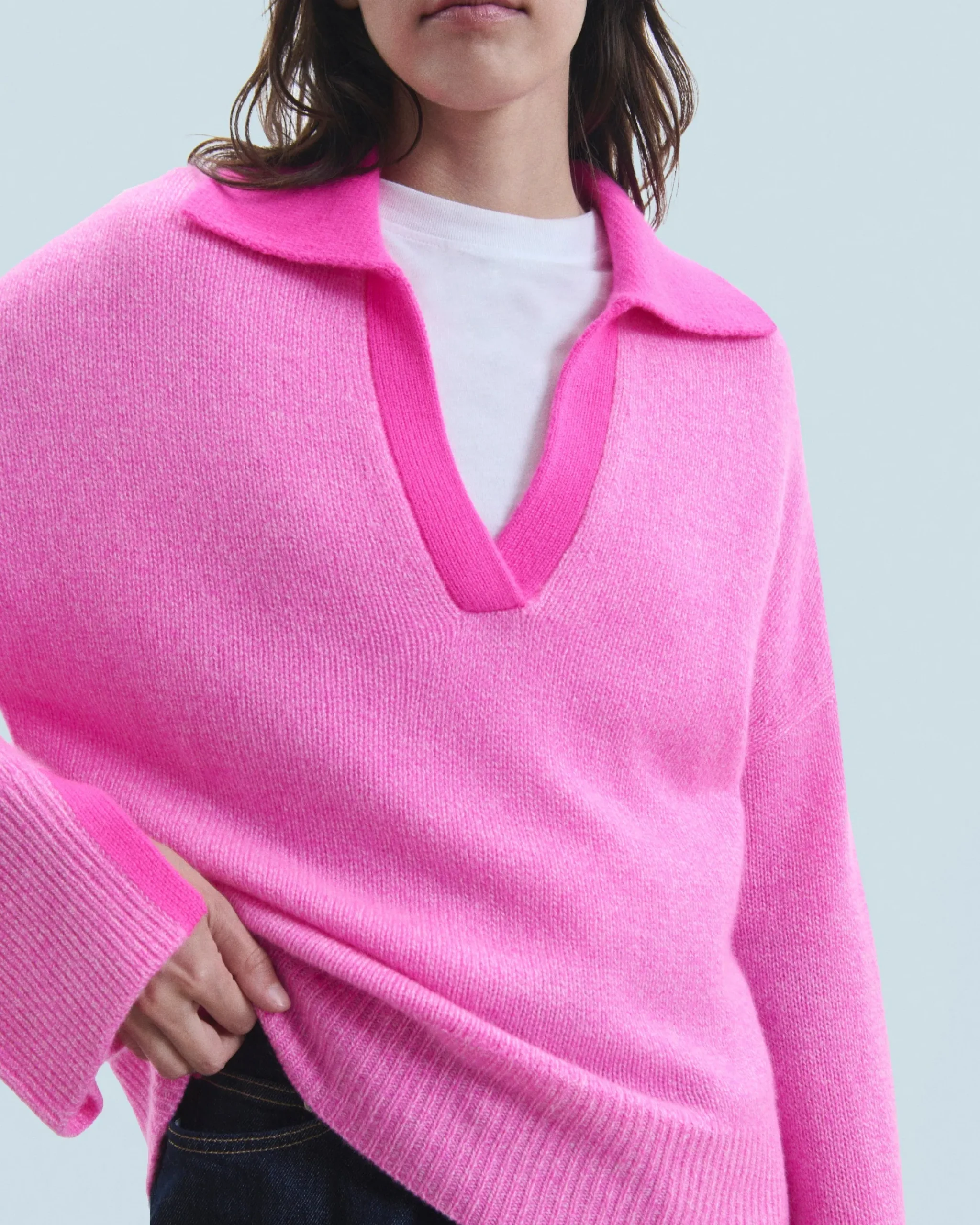 FROM FUTURE Maglione Collo a polo Pink Flash Sale