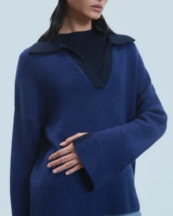 FROM FUTURE Maglione Collo a polo DarkBlue Clearance