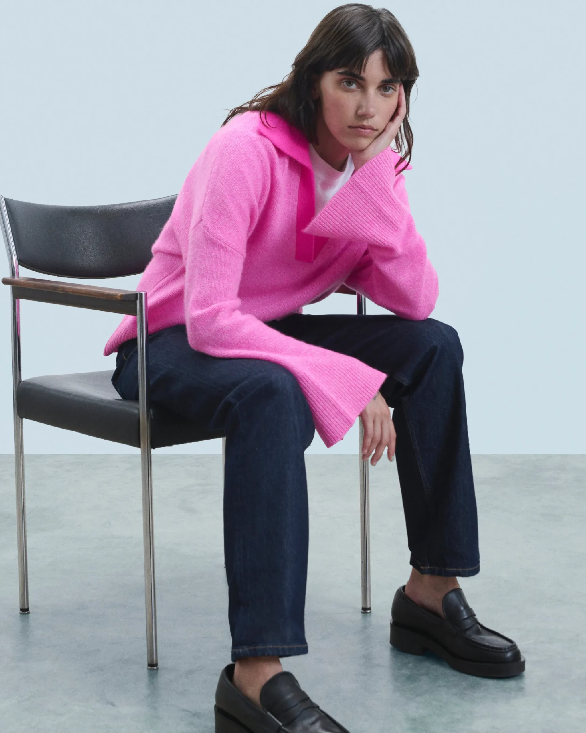 FROM FUTURE Maglione Collo a polo Pink Flash Sale