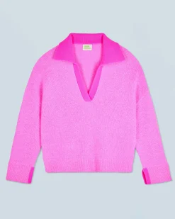 FROM FUTURE Maglione Collo a polo Pink Flash Sale