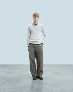 FROM FUTURE Maglione Collo a polo Basic Ecrù Fashion
