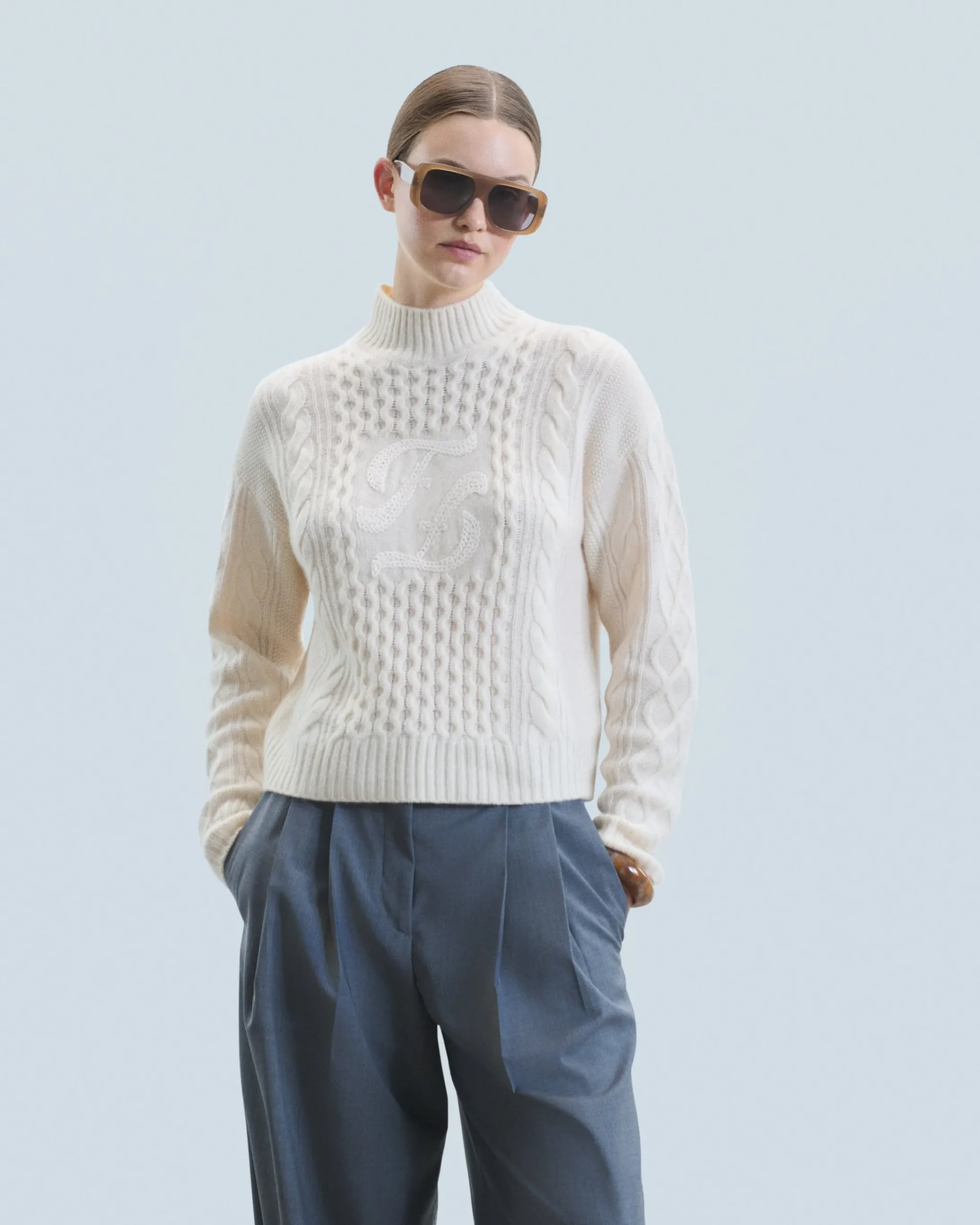 FROM FUTURE Maglione Collo alto Ecrù Best Sale