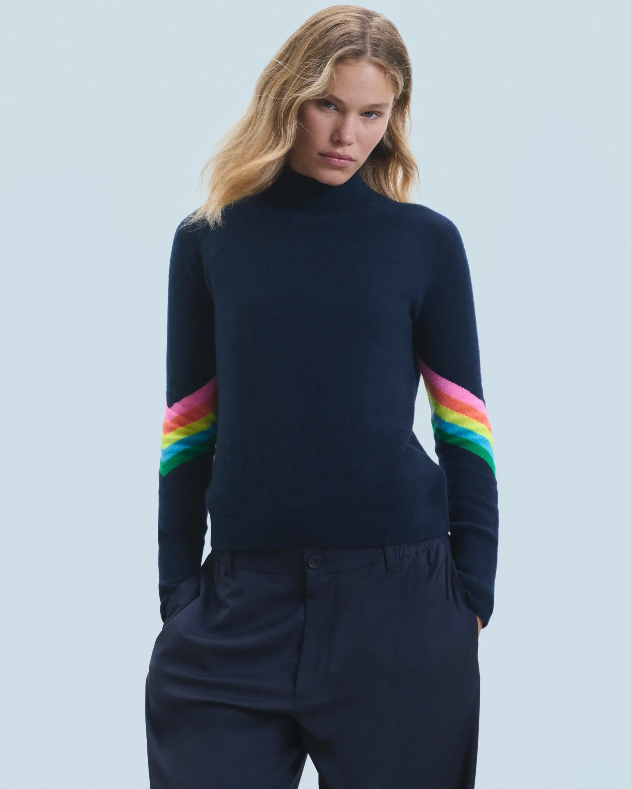 FROM FUTURE Maglione Collo alto Bande maniche Multicolori Leggero MarinaMilitare Shop