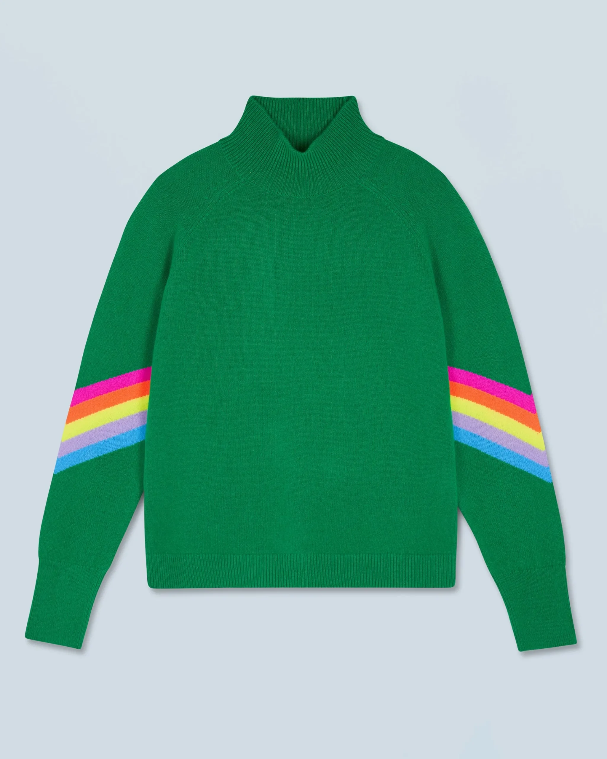 FROM FUTURE Maglione Collo alto Bande maniche Multicolori Leggero MountainGreen Fashion