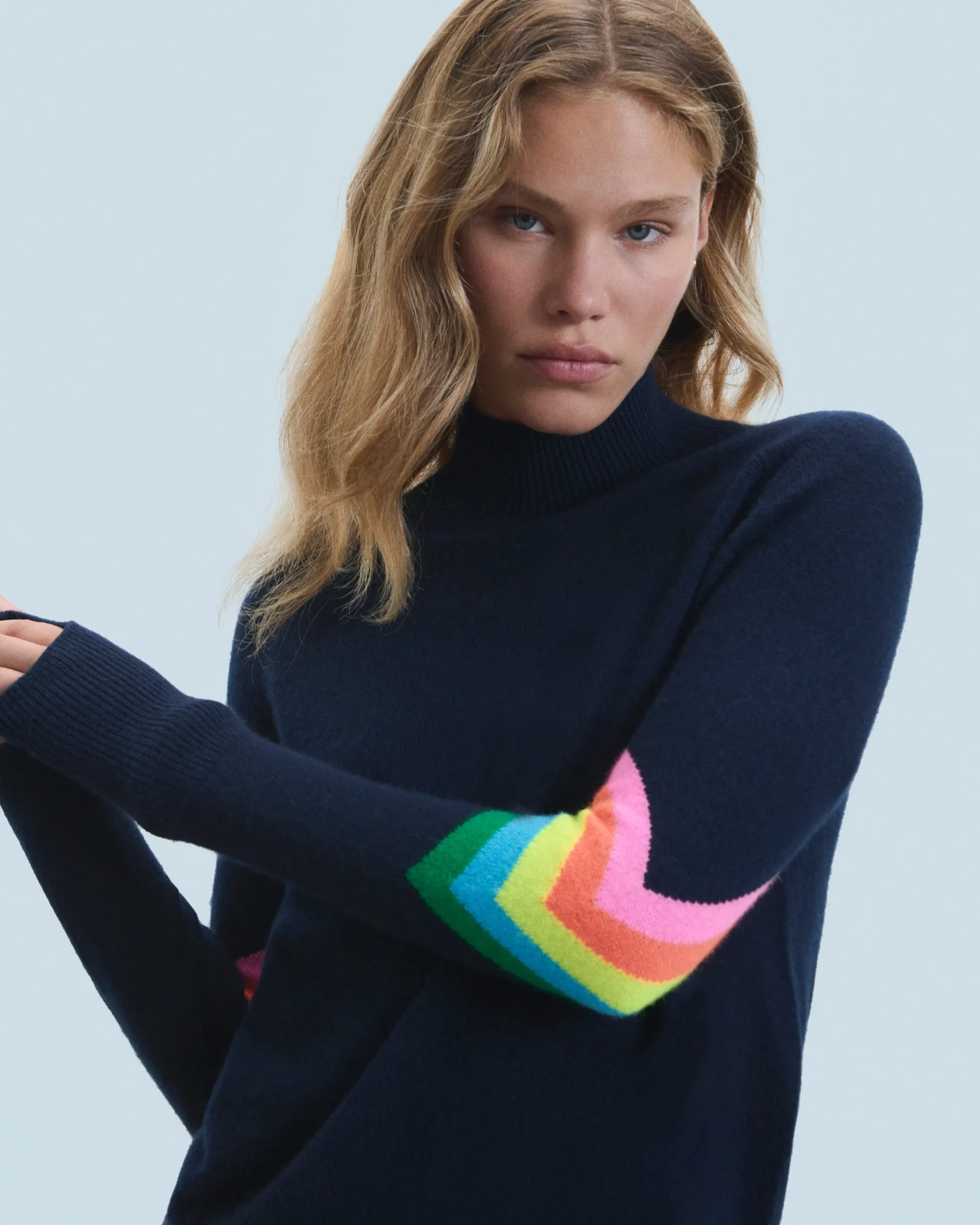 FROM FUTURE Maglione Collo alto Bande maniche Multicolori Leggero MarinaMilitare Shop