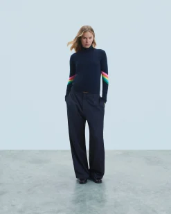 FROM FUTURE Maglione Collo alto Bande maniche Multicolori Leggero MarinaMilitare Shop