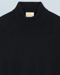 FROM FUTURE Maglione Collo alto Basic Leggero Nero Outlet