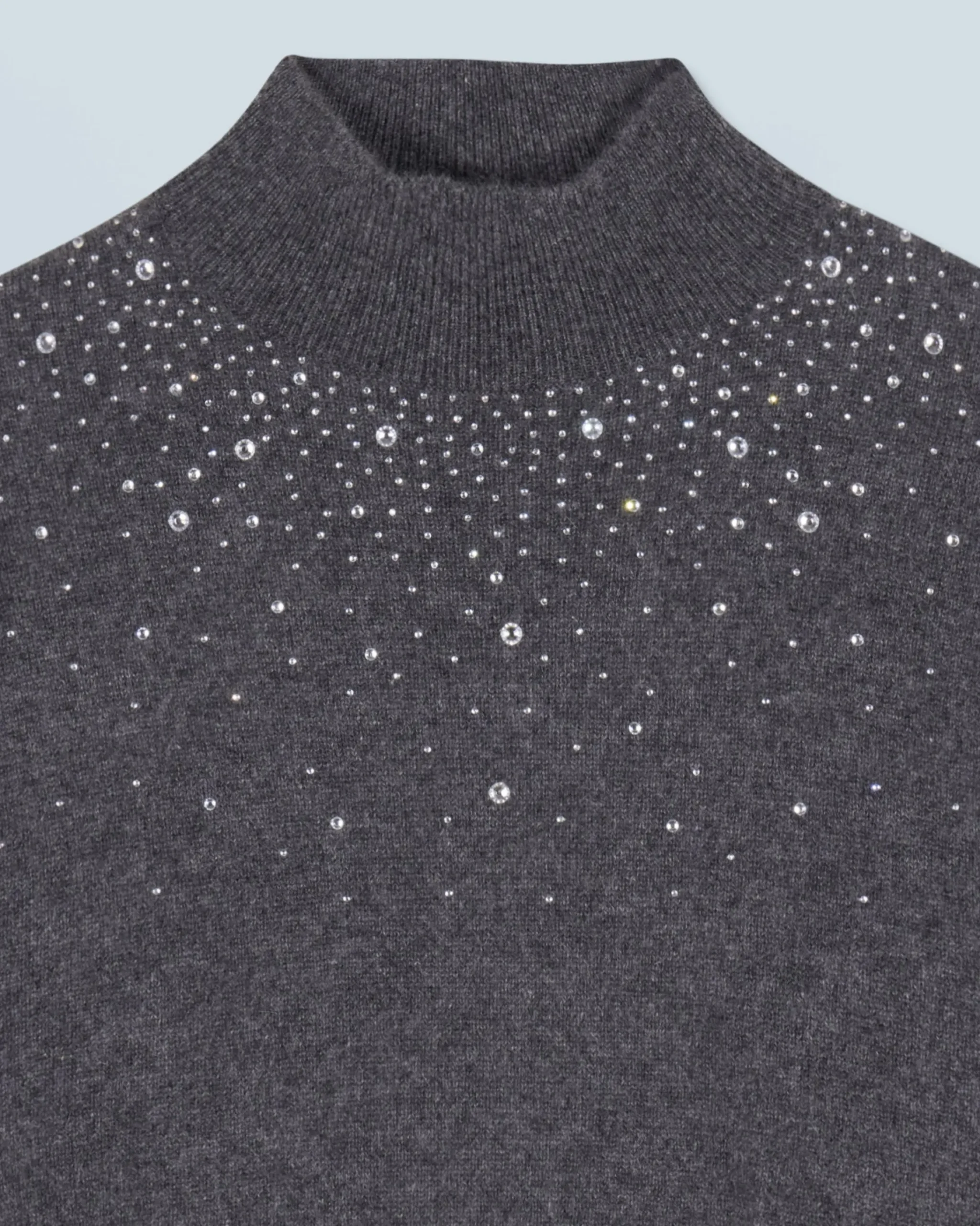 FROM FUTURE Maglione Collo alto con Strass Leggero Grigioantracite Sale