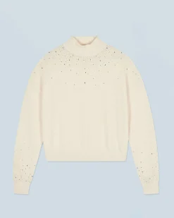 FROM FUTURE Maglione Collo alto con Strass Leggero Ecrù Shop