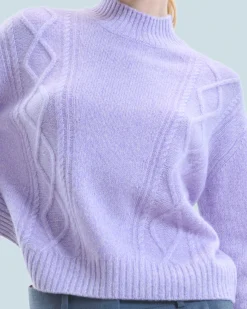 FROM FUTURE Maglione Collo alto con Trecce Lilac Best Sale