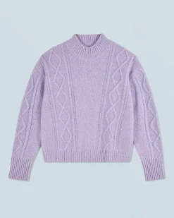 FROM FUTURE Maglione Collo alto con Trecce Lilac Best Sale