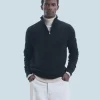 FROM FUTURE Maglione Collo alto con zip Basic Nero Fashion