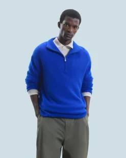 FROM FUTURE Maglione Collo alto con zip Sovradimensionato PopBlue New